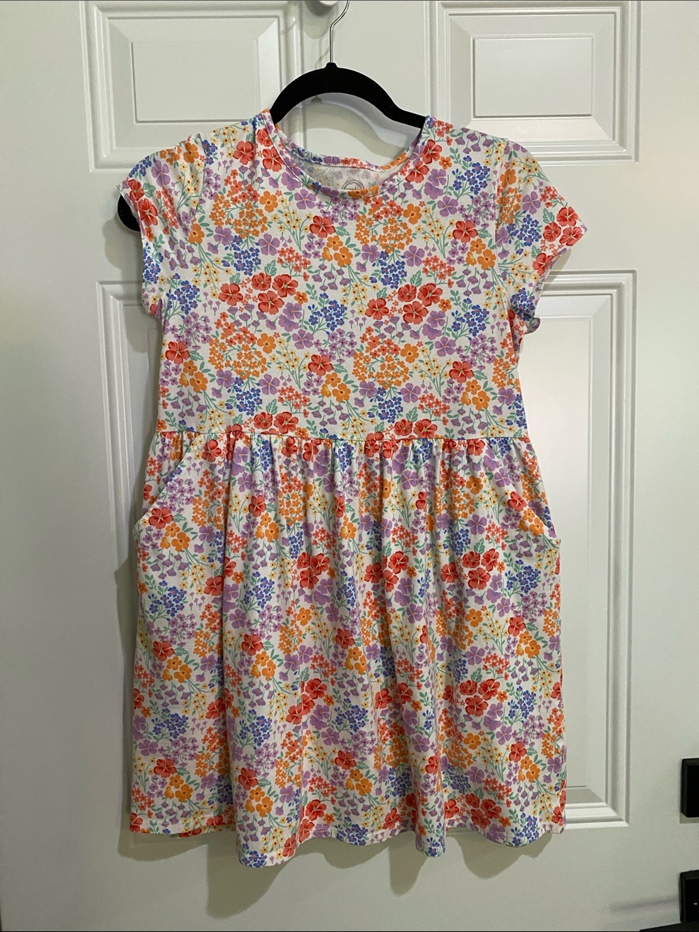 wonder nation White Floral Dress with Orange & Purple Flowers
